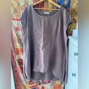 Bryn Walker linen “Amy” tunic, high low, dusty purple. 2x